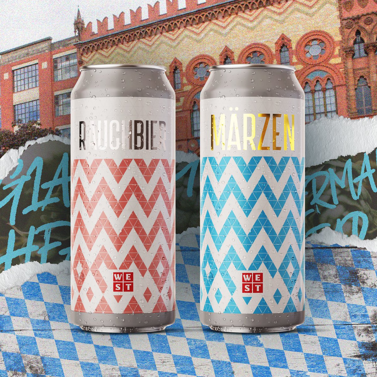 New design! The design is a fusion of the brewery’s beautiful home, The Templeton Building on Glasgow Green and the blue Bavarian pattern. #labeldesign #craftbeer #beer 
#design #packagingdesign #graphics 
#graphicdesign #beerlabel 
#designforbeer #brandingdesign #west #Glasgow