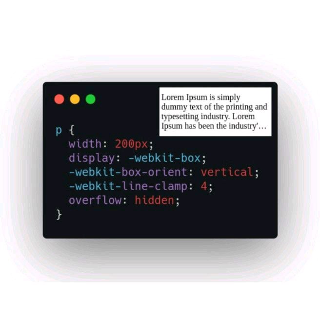 Mahnoor2020's tweet photo. -webkit-line-clamp limits the content to the specified number of lines

* Display property should set to -webkit-box or -webkit-inline-box

* -webkit-box-orient property set to vertical.

#css #frontenddevelopment #htmlcss https://t.co/4gV5XJZajX