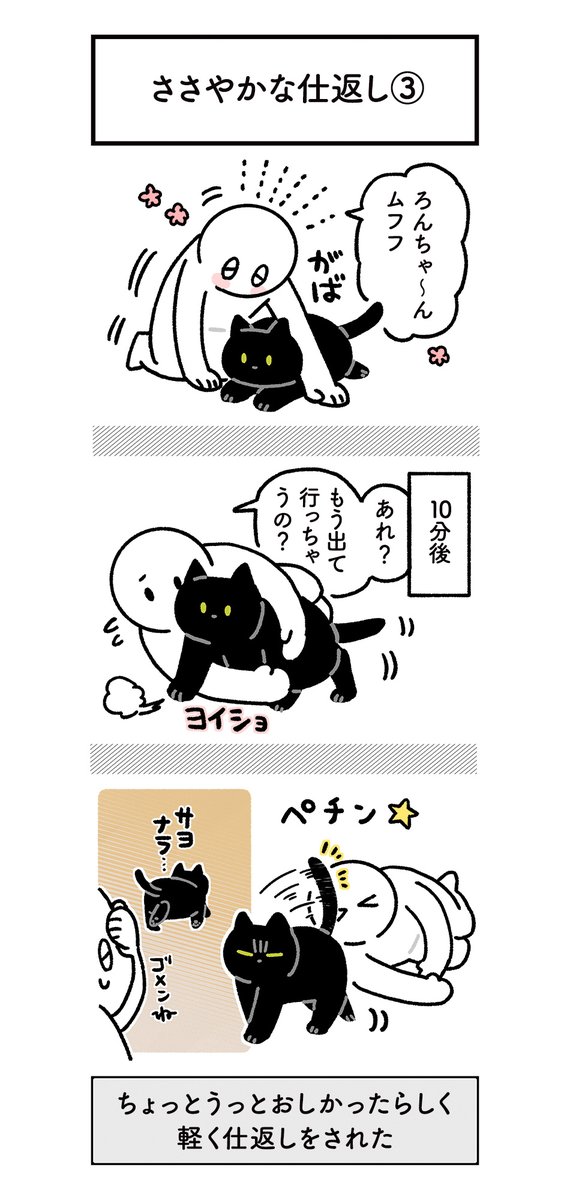 仕返しするときは一応痛くないようにしっぽで攻撃するようにしてくれるねこの絵日記(3まい) #ろんの絵日記 