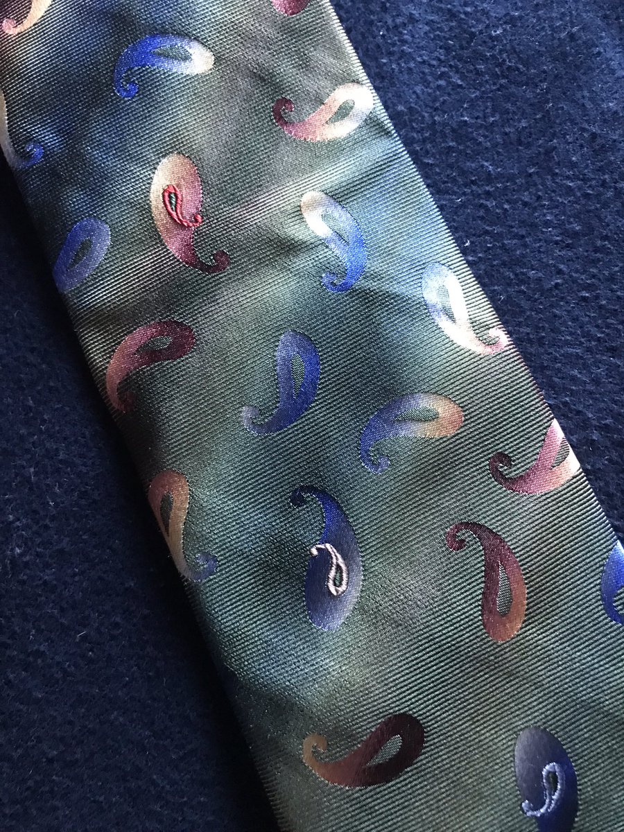 PMFontana's tweet photo. For the first full day of the new school year I chose the newest tie in the collection! Are you green or are you blue? #nonbinary #covericollection #paulsties #tiestory #thriftstorefinds https://t.co/RpdwkZue23