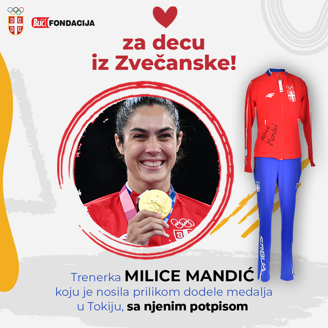 🥋🥇𝐓𝐫𝐞𝐧𝐞𝐫𝐤𝐚 𝐌𝐢𝐥𝐢𝐜𝐞 𝐌𝐚𝐧𝐝𝐢ć 𝐮 𝐤𝐨𝐣𝐨𝐣 𝐣𝐞 𝐨𝐬𝐯𝐨𝐣𝐢𝐥𝐚 𝐳𝐥𝐚𝐭𝐨 č𝐞𝐤𝐚 𝐧𝐚 𝐯𝐚𝐬
❤️ Učestvujte u humanitarnoj aukciji naših olimpijaca, Blic fondacije i @oksrbije i pomozite deci iz Zvečanske

➡️ Licitirajte na:  Limundo/Clan/Blic fondacija