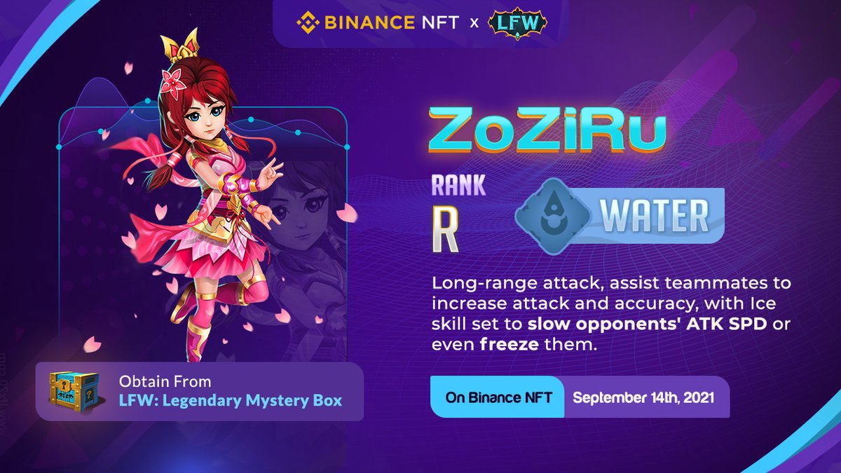 Legend_LFW's tweet photo. #4 @TheBinanceNFT #LFW Mystery Box overview.

⚠️ More chance to earn 1 of this NFT for FREE 👉 https://t.co/ZS1zaEnZRr

🌟Edition: #LFW ZoZiRu
🌟Rank: R

⏱ EXCLUSIVELY ON @ September 14th, 2021 - 11:00 AM (UTC) https://t.co/uhi98uhza9