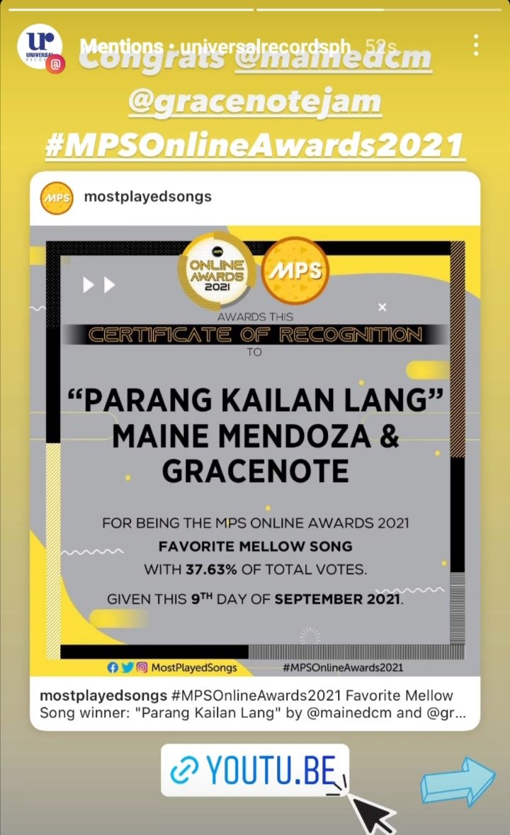 MostPlayedSongs's tweet photo. Thank you Universal Records PH! 💛
#MPSOnlineAwards2021 https://t.co/QGblQpnZlY