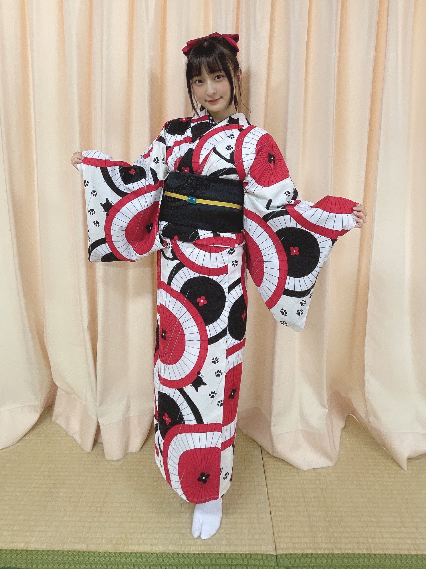 星守 紗凪 Auf Twitter せっかくなのでリハ日の浴衣姿も おわかりいただけただろうか 帯が猫ちゃんの形なの というか浴衣の柄もネコチャン T Co Amdsqnj5ci Twitter