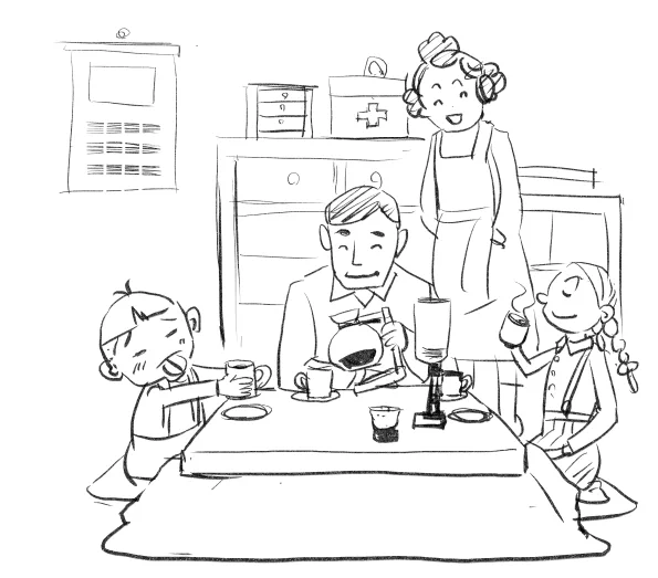 今日の #ふくろうセミナー
お題は「コーヒーを飲む」
4分リファレンス(資料探し)
11分で描くをやりました。
≪昭和の頃、まだコーヒー豆を挽いてランプで煮だして飲んだコーヒー。子供たちの口には合わない。でもお姉ちゃんは大人ぶって香りを楽しむ仕草をしている。≫ 