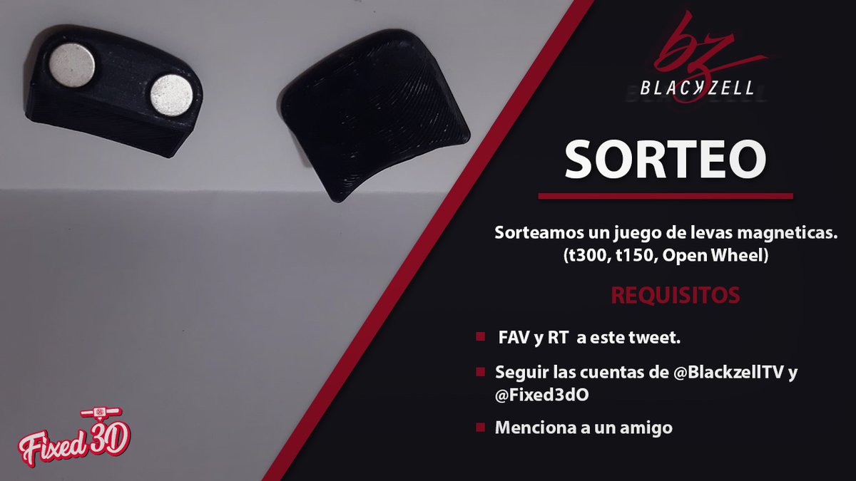 ¡SORTEO de 1 juego de LEVAS MAGNETICAS Para #Thrustmaster T150, T300 y Aro Open Wheel!

 Requisitos:
❤️ Seguirme a mi ;)
❤️ Seguir a <a href="/Fixed3dO/">fixed3d_official</a> 
🔁 RT y Me Gusta al Tweet
🙋‍♂️ Menciona un amigo en comentarios

Se realizara el Sorteo en #stream el Domingo 19/9

Suerte 🥰🥰
