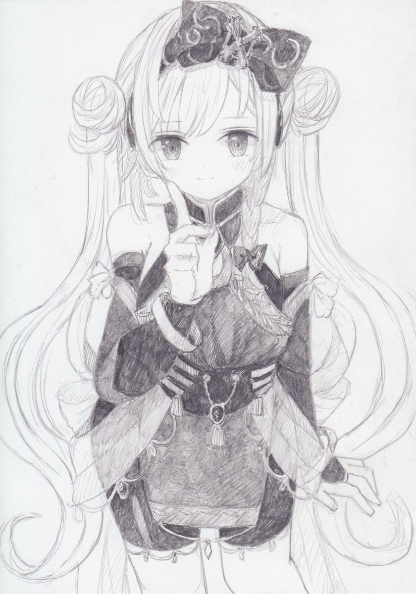 シャーペンで描きました マギアレコードから 八雲みかげです マギレコ くろいうさぎのイラスト