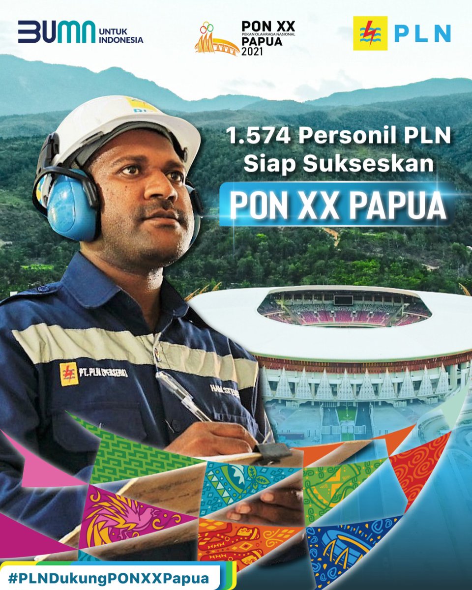 _pln_id's tweet photo. PLN siagakan 1.574 personil untuk amankan pasokan listrik di 45 lokasi pertandingan dan 230 lokasi strategis lainnya saat gelaran PON XX Papua, 18 September-15 Oktober 2021. 
#PLNDukungPONXXPapua
 #PONXXPapua2021 
#PONXXPapua 
#PapuaIndonesia 
#Olympic 
#PekanOlahragaNasional https://t.co/0TI7s6ajwz