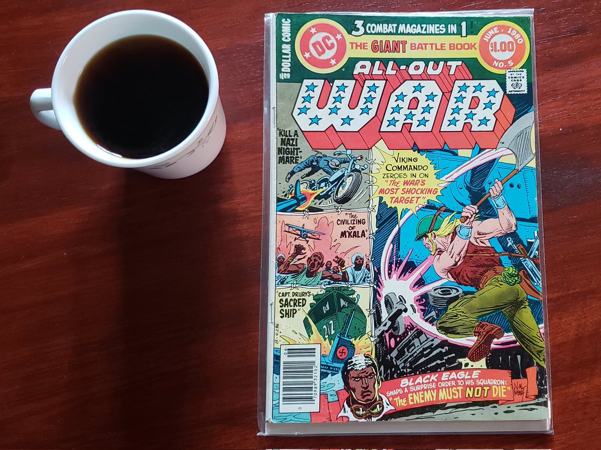 9-11-2021 #CoffeeAndComics ALL-OUT WAR #5 (May-June 1980, Actual: 2-12-1980) Found this at my LCS this week and was really stoked about it because it's the last issue I needed for the whole run. (6 issues) Really good stuff! #comics #comicbooks #DCComics #warcomics #JoeKubert