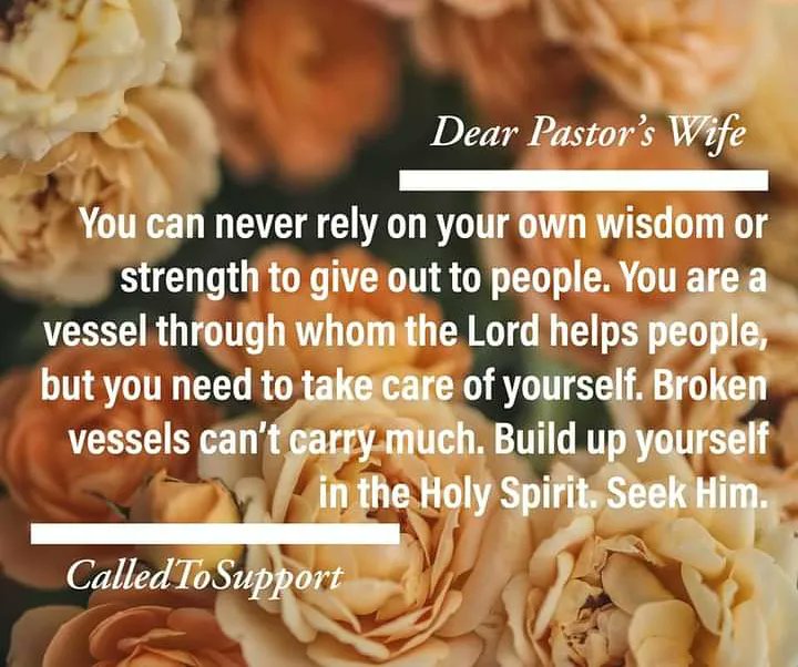 CalledToSupport's tweet photo. Dear Pastor’s Wife 

Many people depend on you for wise counsel and advise. Many look up to you to receive direction on matters bothering their hearts. https://t.co/kkl2fjzrQc