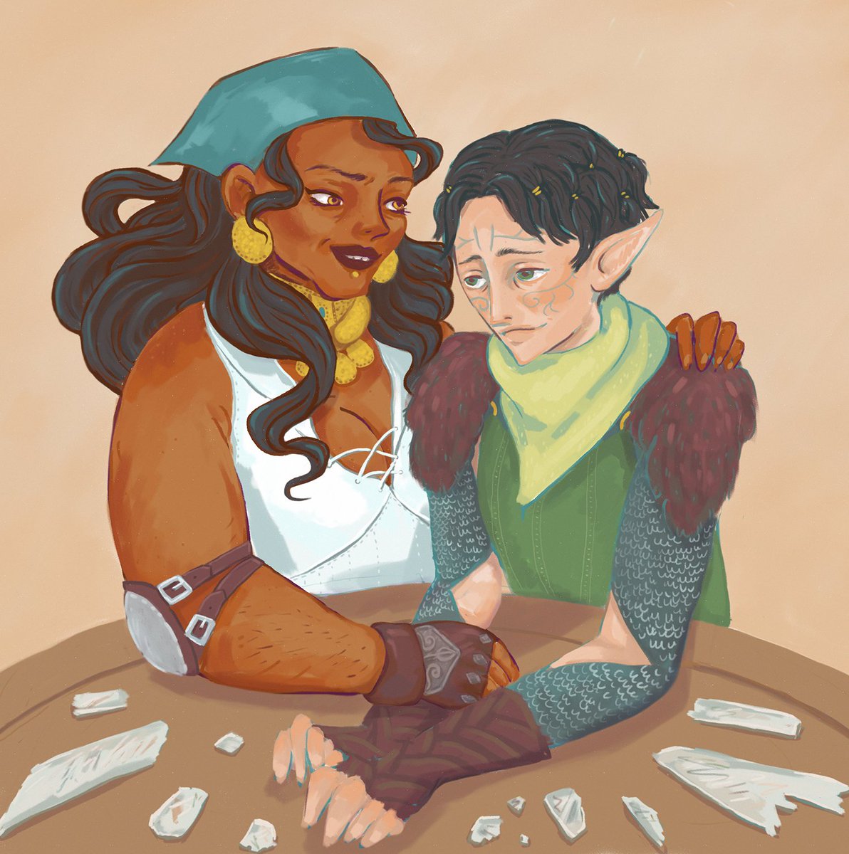 pinkfadespirit's tweet photo. i haven't painted digitally in a while because i feel a lot more comfortable with traditional art. but this is one of the digital pieces i did... last year? and i'm still quite happy with it!
#merribela #dragonage2 https://t.co/38K5dT5ehu