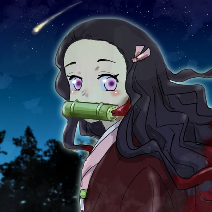 朧ゆりさんがTwitterに投稿した竈門禰豆子(鬼滅の刃)のイラスト。