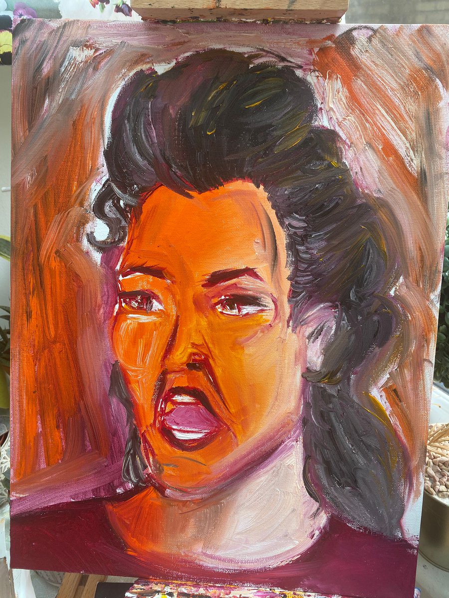 FeverProm's tweet image. @hannahharquart delivers the #painting for @Gillianrking, the much feared headmaster, Ms. Trampfoot. Just a word of warning - this lady looks absolutely terrifying🎭

@Official_NYFA #promfever #setready #art #70s #heist #artist #mischiefmanaged #peaceandlove #contemporaryart