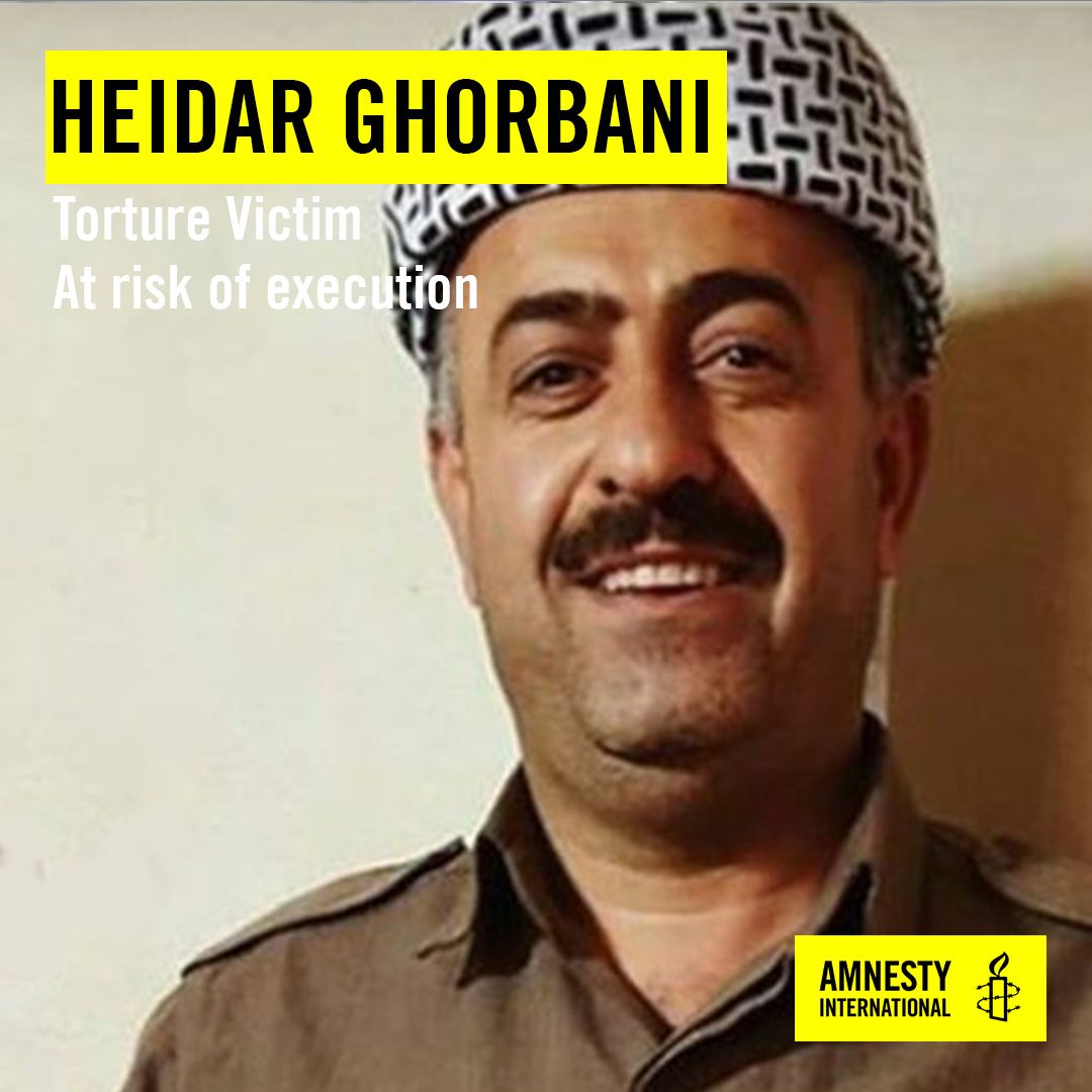 Preso kurdo iraní #Heidar_Ghorbani en riesgo de ejecución! Sus "confesiones" arrancadas bajo #tortura fueron admitidas como pruebas para condenarlo. Las autoridades de #Irán deben parar esta ejecución y <a href="/khamenei_ir/">Khamenei.ir</a> debe anular la sentencia a muerte y garantizarle juicio justo!