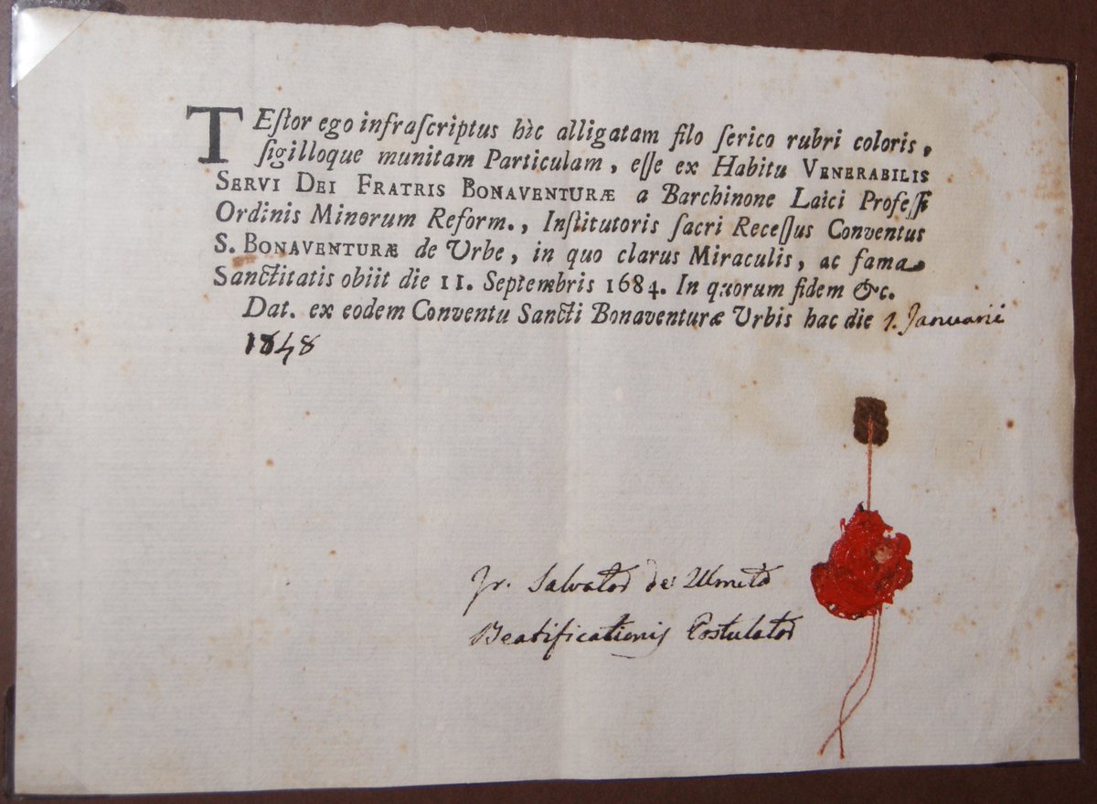 joanarimanyjuv's tweet image. Avui és la festa del beat Bonaventura Gran (1620-1684) nascut a #Riudoms. Aquesta és una #relíquia seva de 1848. #relíquies #devoció #religiositat