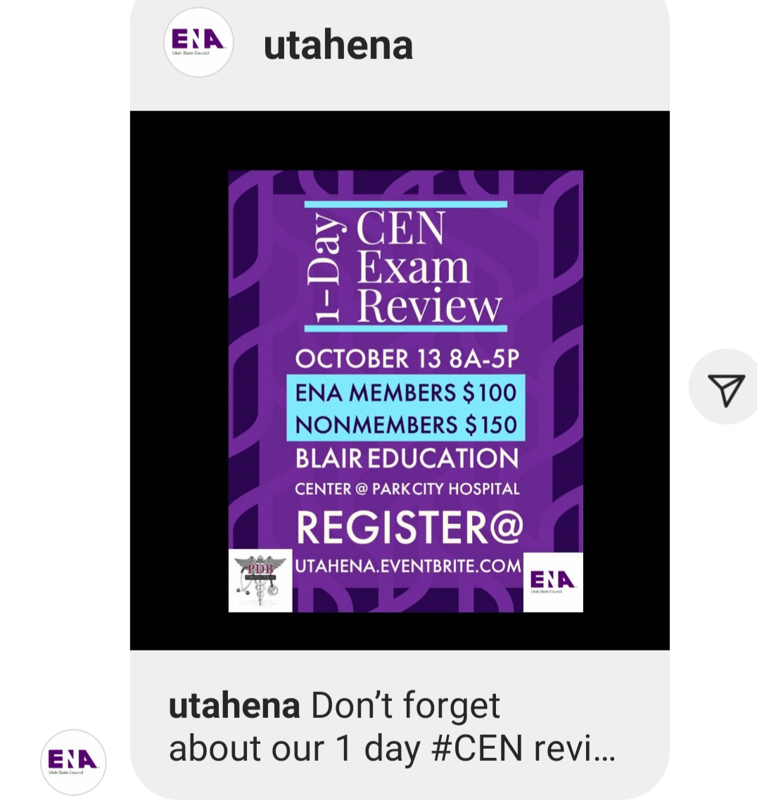 BartleyPam's tweet image. Who is ready for a live #CEN Review Course? Join me in Park City, Utah on October 13th, it is a great deal!!! #CertifiedEmergencyNurse #CENstudyguide #pdbnurseeducationllc