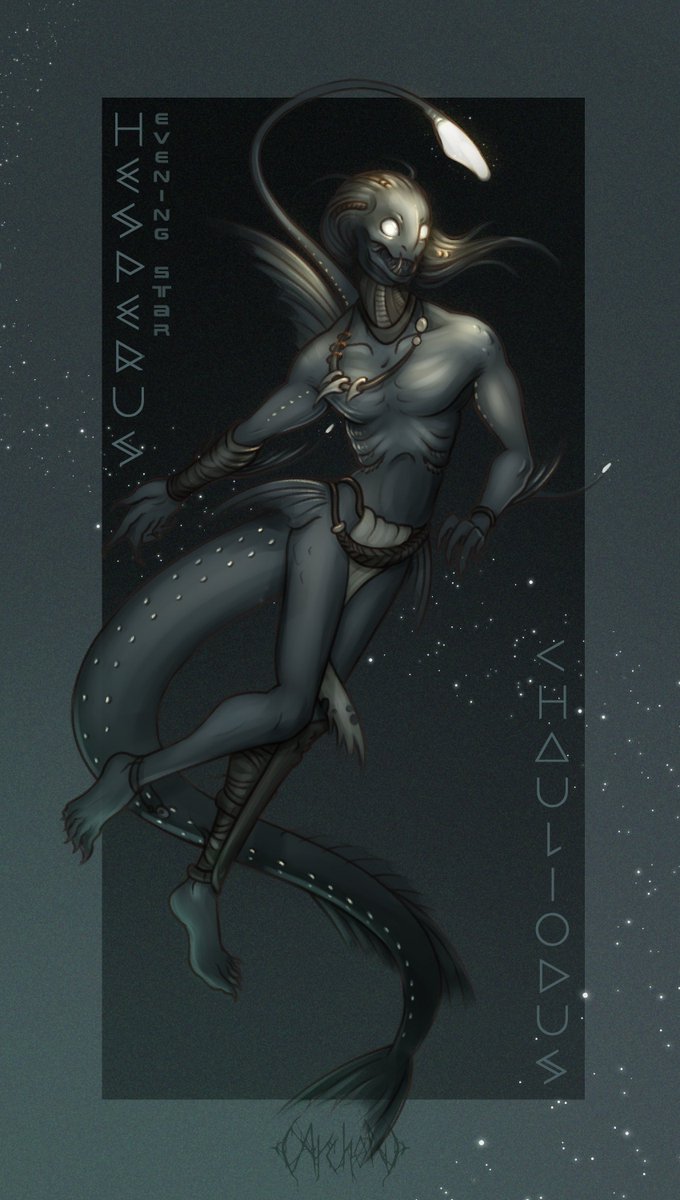 Blind_Archon's tweet photo. Le fish for @mirkil_ fish-world🐡
Chauliodus named Hesperus, which translates from Greek as the evening star (ironic for a weird fish living at the bottom)
His fangs are so long that he cannot close his mouth and speak normally
#ArtistOnTwitter #digitalart #horror https://t.co/2glSDSNR3c