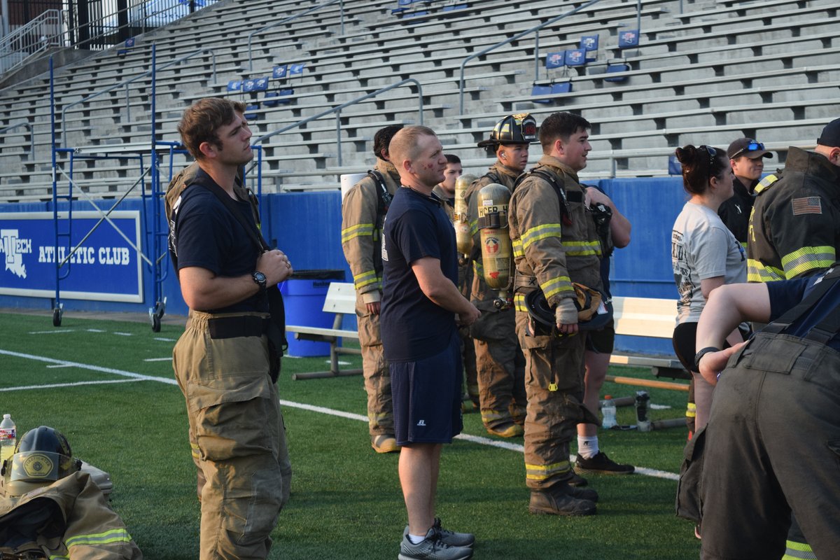 LATechSports's tweet photo. Our heroes climbed 110 flights of stairs this morning to honor and commemorate the victims and heroes of 9/11

#EverLoyalBe https://t.co/E7KypjdwFk