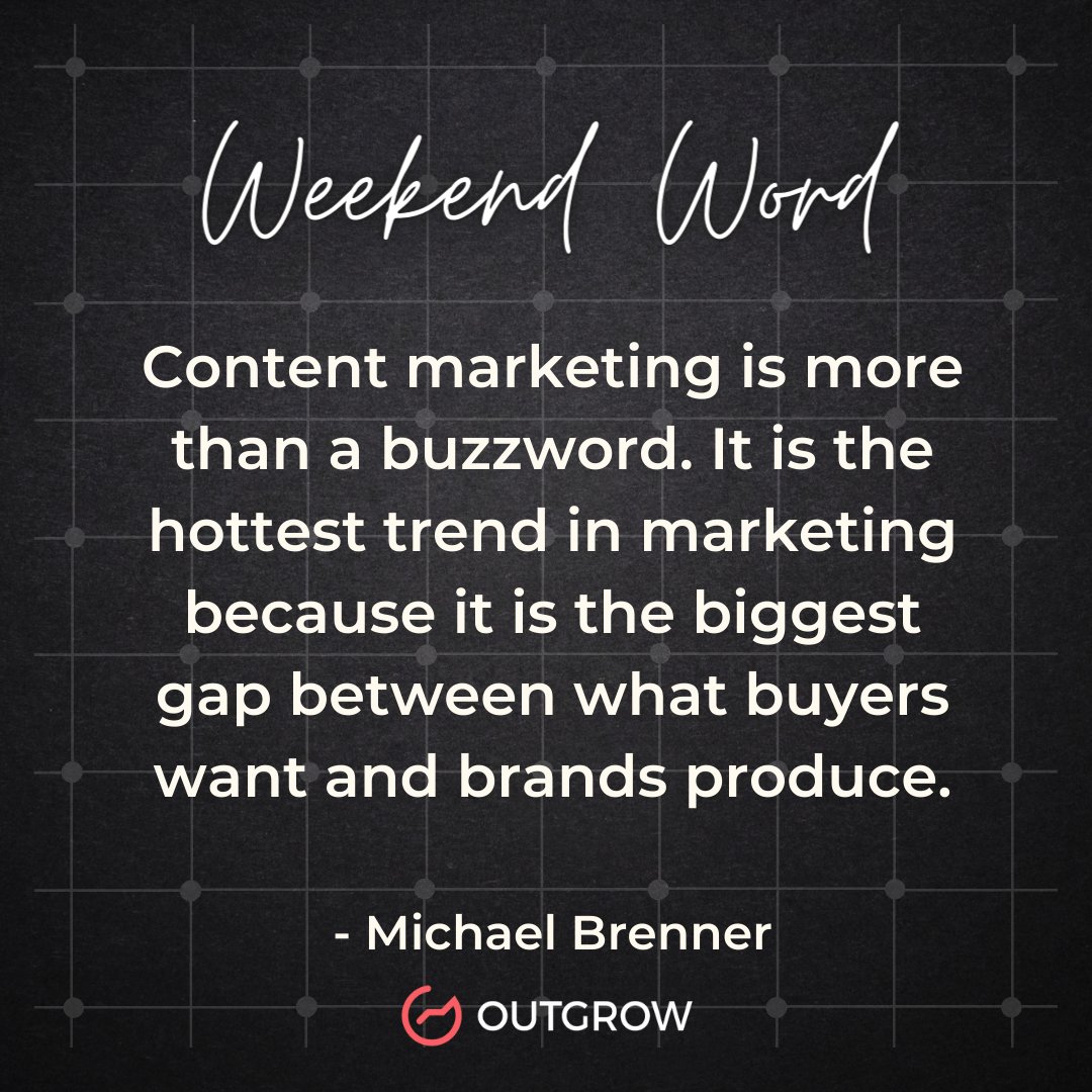 OutgrowCo's tweet photo. How important is content marketing for you?
#marketing #business #digitalmarketing #branding #digitalmarketingagency #websites #marketingideas #marketingtools #motivation #motivationalquotes #saturday #weekendword #michaelbrenner https://t.co/uspWteOwv0