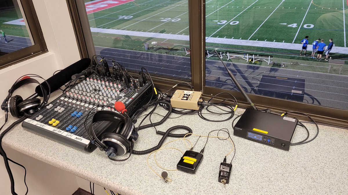 dtube1's tweet photo. Not exactly neat, but the audio for  @GCC_Wolverines @GCC_FB home opener at #GCCThornField tonight on the new Wolverine Sports Network will be 👍. Stream twill probably launch around 18:15 here: https://t.co/FRM8ykpjUH Can't wait to hear the sound of fans in the stands again. https://t.co/wp8rXqHyQM