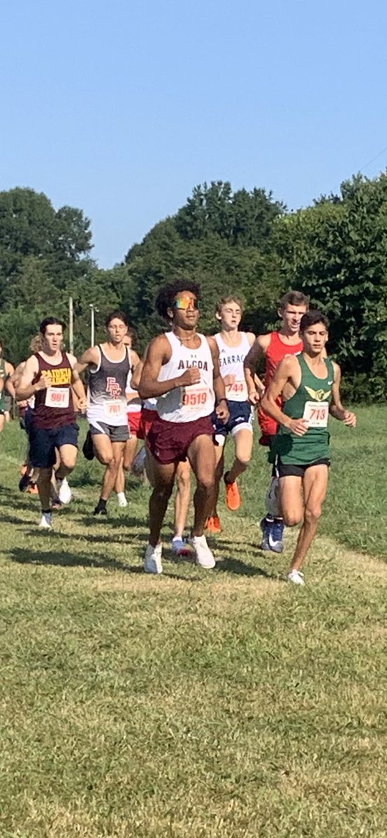Abdul with a strong finish this morning.  Leading the way for our Tornadoes. @alcoasports #crosscountryrunning