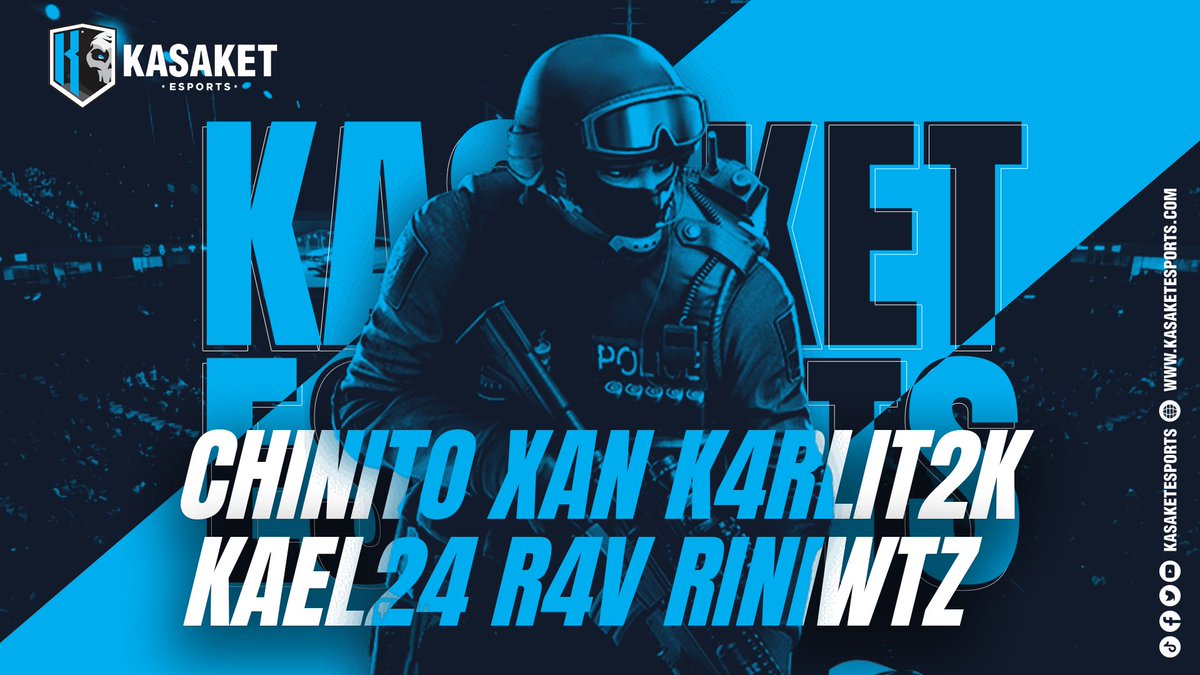 KasaketEsports's tweet photo. Introducing the newly revamped Kasaket Esports professional roster. The collective is all gassed up and out for blood. Catch them live in action in tournaments to come. 

#csgo #csgoph #esports https://t.co/4HdRc4XbkD