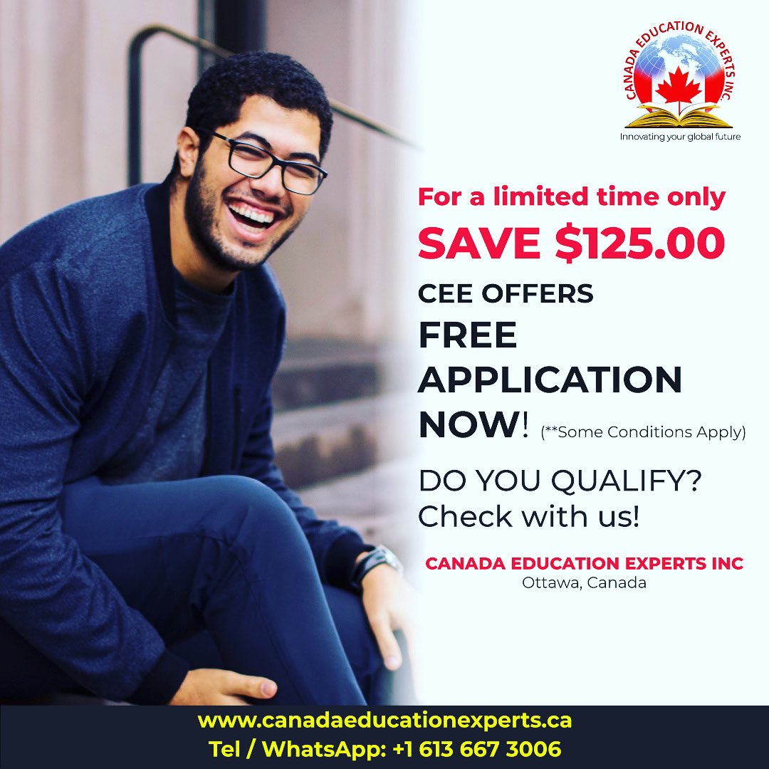 CEE_INC's tweet photo. FREE APPLICATION! Qualifying international students can make use of this promotion from CEE. 

#internationalstudents #studyabroad #canada #studyabroadconsultants #internationalstudentsincanada #internationalstudentslife #studyincanada
#canadaeducation #toronto #vancouver #ottawa https://t.co/h1ucC5ZE42