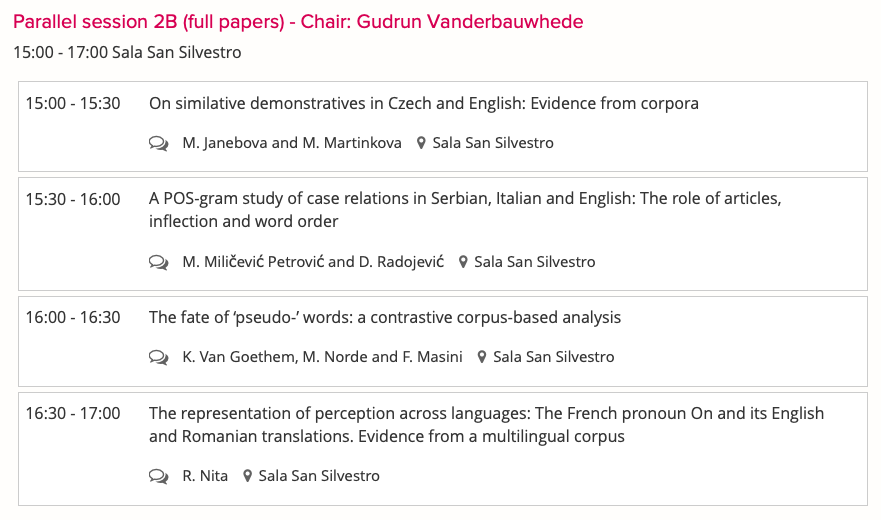 UCCTS2021's tweet photo. Now at #UCCTS2021, Gudrun Vanderbauwhede chairs the presentation of full papers in #ContrastiveStudies in Czech, English, Serbian, Italian, French and Romanian: demonstratives, case relations, 'pseudo-' words, and the representation of perception across languages.
#CorpusStudies https://t.co/3CkQ0IDsqK