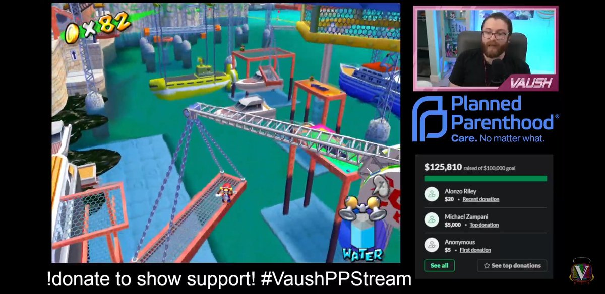 conureCC's tweet photo. 24 hours later, $125,000 raised for Planned Parenthood. And he's still going! #VaushPPStream https://t.co/mh9cT1j5qR