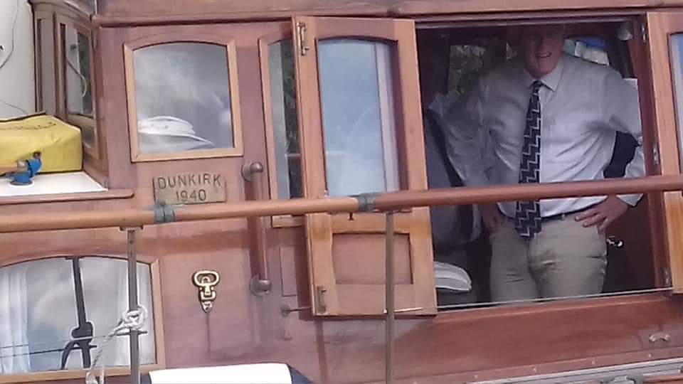 Normandy_Post's tweet photo. Association of Dunkirk Little Ships hosted Dunkirk, Normandy &amp; Falklands veterans on the River Thames today, as flag waving crowds lined the river bank. #ASDL https://t.co/qM2Nwt1zA1