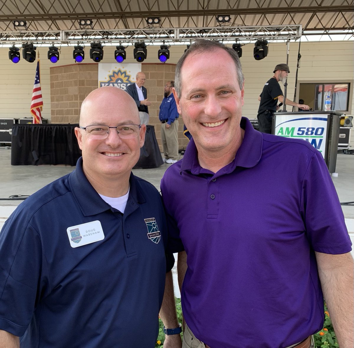 KBAPresident's tweet image. Bumped into these two gentlemen at the Kansas State Fair. Sec of State Scott Schwab and Cong Tracey Mann - Great Kansas Leaders!…proud to work with both!