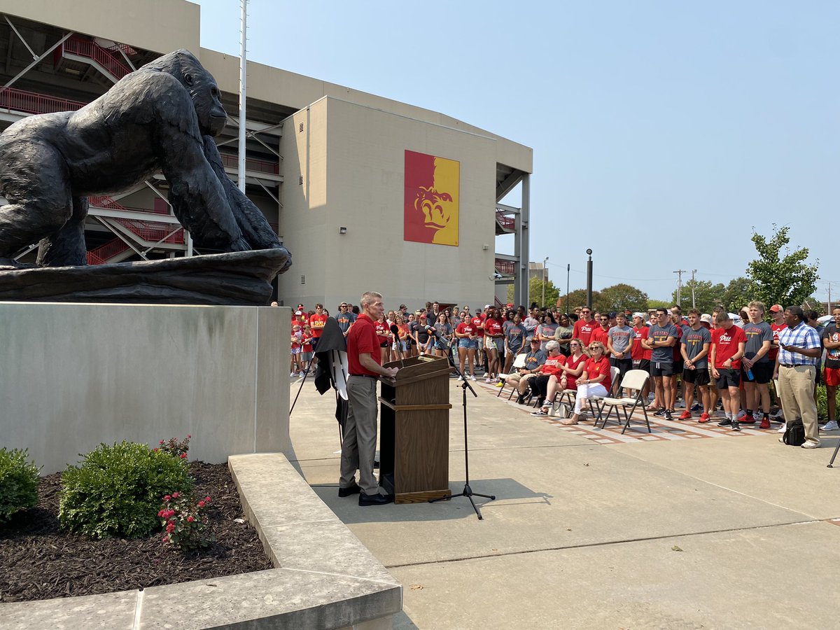 pittstate's tweet photo. 55 conference titles. 47-time MIAA Coach of the Year. 2 national champions. Yeah, he gets a medallion in Champions Plaza. Congrats, Coach Jewett! You’re one in a million. @GorillasTrack #oagaag https://t.co/hcJhki5Sii