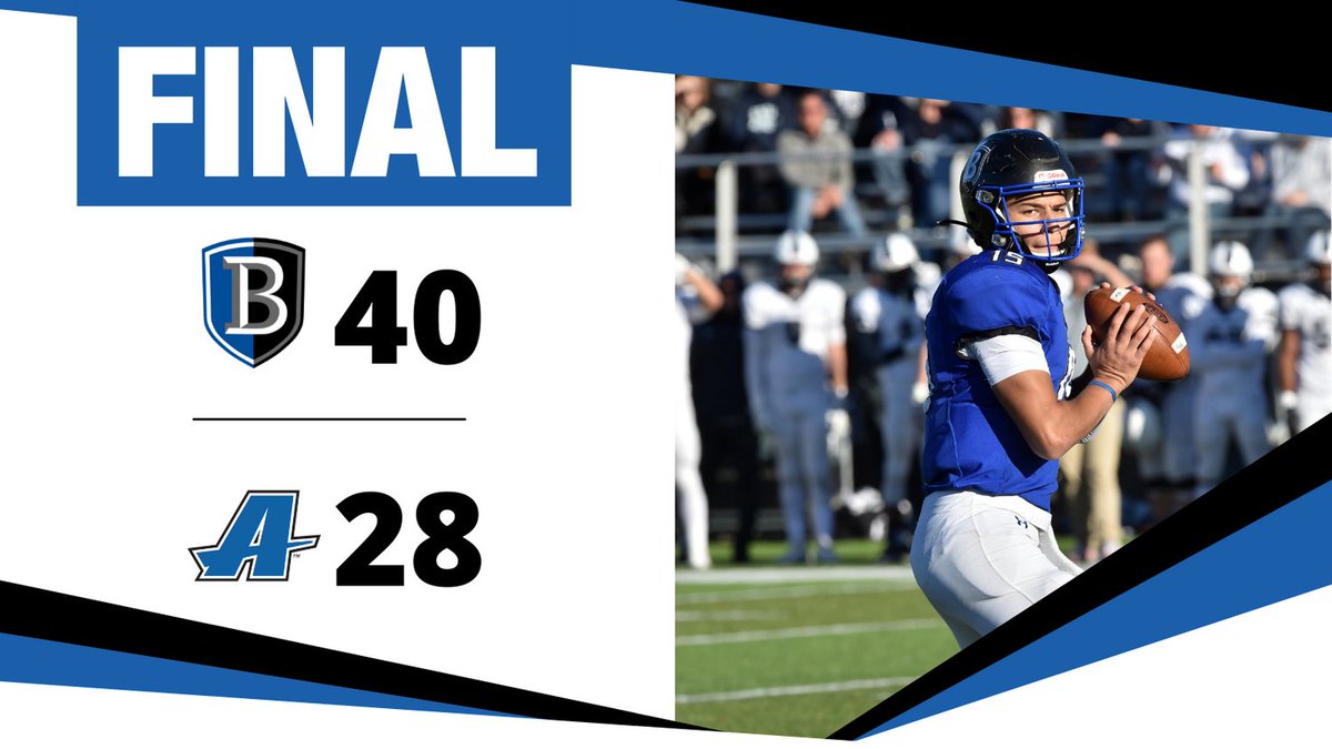 BentleyFalcons's tweet photo. Bentley uses a 20-point 3rd quarter to win at Assumption, 40-28. Falcons improve to 2-0 and extend their winning streak to 7. Sturm threw for 3 TD and Larkins had his 2nd straight 100-yard rushing game. #BentleyU #BeAForce #NE10Embrace https://t.co/SzH9UEYJuW