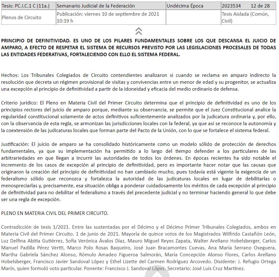JonathanLpezTor's tweet photo. Criterio judicial publicado ayer:
PRINCIPIO DE #DEFINITIVIDAD. ES UNO DE LOS #PILARES FUNDAMENTALES SOBRE LOS QUE DESCANSA EL JUICIO DE AMPARO, A EFECTO DE #RESPETAR EL SISTEMA DE RECURSOS PREVISTO POR LAS LEGISLACIONES PROCESALES DE TODAS LAS ENTIDADES FEDERATIVAS... https://t.co/PZ3iMCdExq