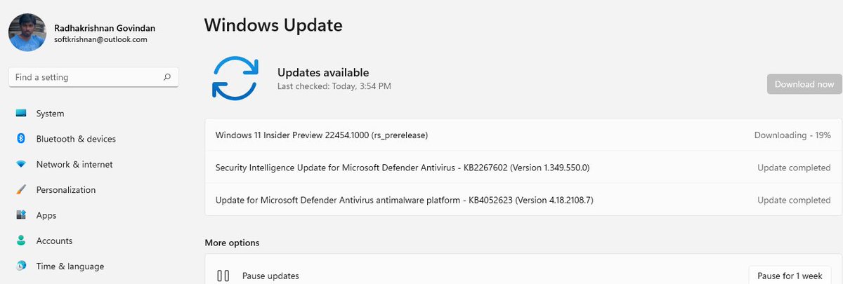 SOFTKRISHNAN's tweet image. Started installing Windows 11 new Build 22454  For More Details - blogs.windows.com/windows-inside…

#RKThoughts #Windowsinsider Windowstechpro @windowsinsider @windowsblog