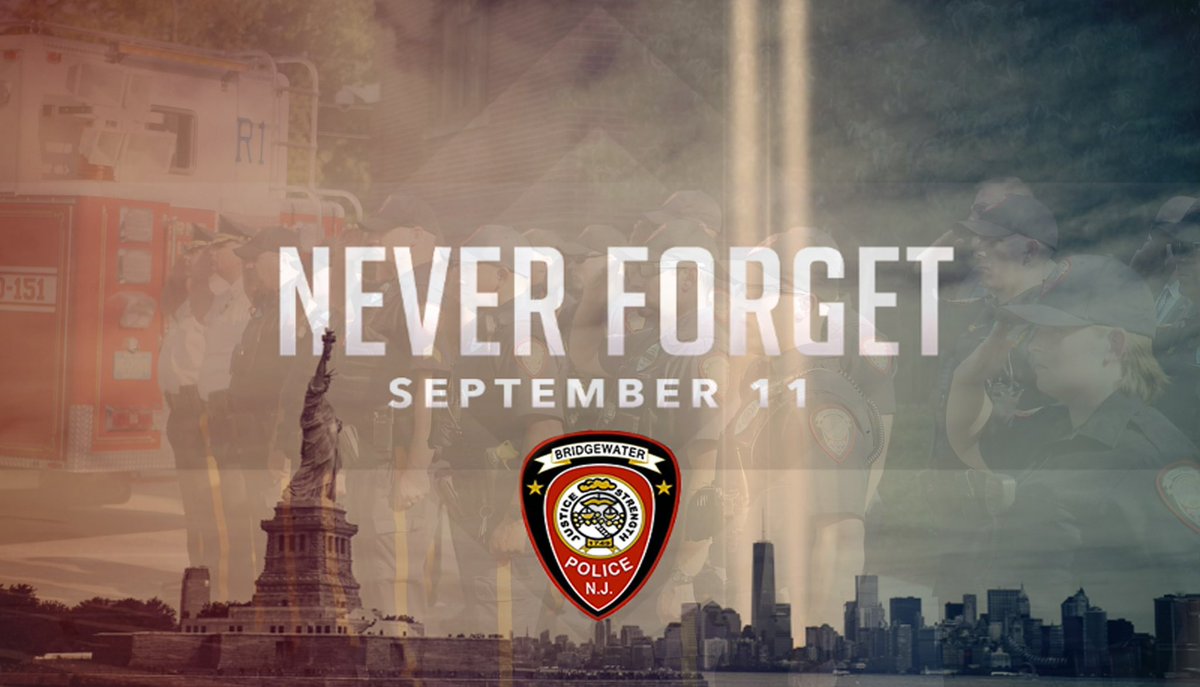 BridgewaterPD's tweet photo. Today, we remember all those who lost their lives twenty years ago and honor those who risked their lives to help those in need. We will never forget! 🇺🇸 https://t.co/TEqcX9XAVm
