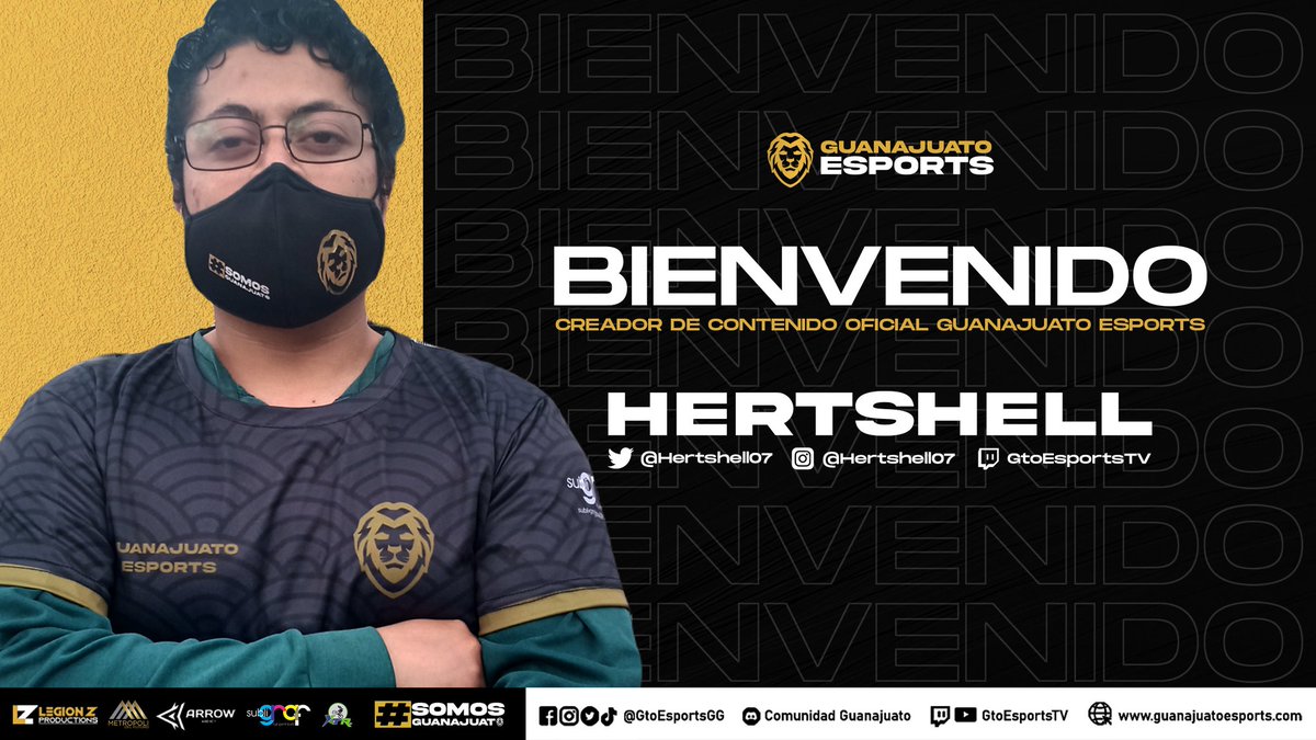 ＢＩＥＮＶＥＮＩＤＯ  ＨＥＲＴＳ 🎮🎙️

Es momento de presentar a la voz oficial de nuestro canal de #Twitch, directamente desde León, Guanajuato, el es @Hertshell07. 🦁🖤💛

Formará parte de nuestros creadores de contenido. 📺🦁🖤💛

#SomosGuanajuato