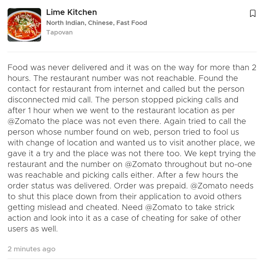 thatnegi's tweet photo. @zomato @zomatocare @ZomatoProHelp
Thanks for extraordinary services guys. Kudos to the legitimacy of the places registered and charmed by the background verification of restaurants.

#zomato #zomatoipo #zomatohelp https://t.co/WYGeReVyrl