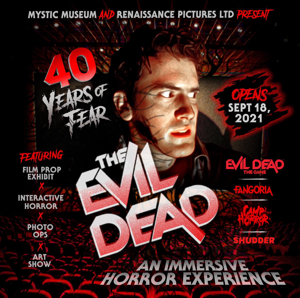 The Evil Dead 40 Years Of Fear: An Immersive Horror Experience opens Sept 18th <a href="/TheMysticMuseum/">The Mystic Museum</a>! 🩸 $15 at door 12:30pm-7pm. Or get the early viewing DEADITE PACKAGE ! (10:30am-12:30pm) Includes free gift bag! Exhibit runs through Dec! Deadite tix:
tinyurl.com/xm3cv3dj
