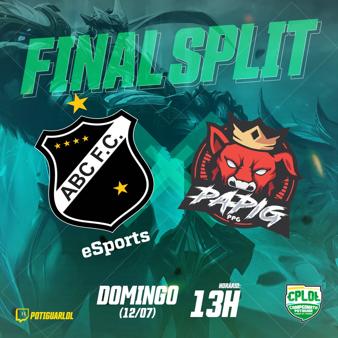 PotiguarLol's tweet photo. Amanhã é o dia de conhecer o primeiro Campeão Potiguar de LOL!
⠀
ABC eSports e Papig eSports se enfrentam pelo título do primeiro split do CPLOL 🏆
⠀
Venha torcer e apoiar a sua equipe favorita em uma grande disputa MD5.
Amanhã, 13h ao vivo em nossa twitch 📍
⠀
#CPLOL #LOLRN https://t.co/gGnyy1ac0Y
