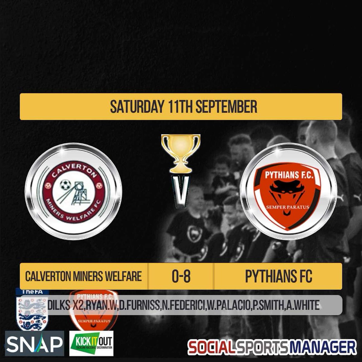 FcPythian's tweet photo. Fantastic performance, the lads did everything we asked of them today. Could of been a different score line had Calverton taken their earlier chances. Both teams paid our respects to Dylan today may you rest in peace ❤🙏🏽 https://t.co/q27cGZzMcQ