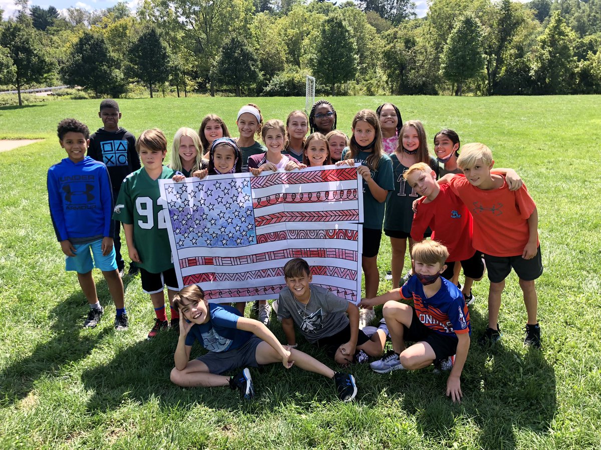 Remembering this day 20 years ago with 30,000 Stitches by Amanda Davis &amp; coloring sections of the American Flag to build a classroom flag. #NeverForget