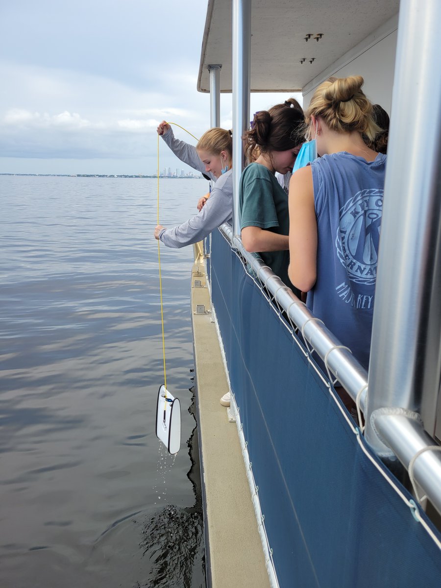 starfishtiff's tweet photo. Took 60 students on a biology field research boat trip in Tampa Bay. They towed plankton nets, measured water quality &amp; turbidity, &amp; piloted an ROV for benthic fish &amp; invert surveys. Experiences they'll never forget! Thanks @TampaBaySTEM @DoDSTEM @HCPSRobinsonHS @100Kin10 #PAEMST https://t.co/kcc1AQc8TZ
