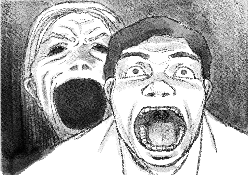いけねえもう寝ないと。ニコニコで怪談聴きながら楽描きしてたらおそくなっちゃった。
怪談って聴いてる時より、終わってから無音になった時のほうがちょっと怖かったりするよね。3枚目は高港基資先生リスペクト。漫画で描くこの黒いぽっかり開いた口は大発明だと思う。描いてて怖い。 