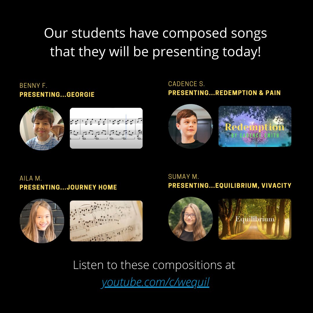 WEquilSchool's tweet photo. Composition Demo Day starts at 2pm EST! Original compositions from students at https://t.co/BK3l5auq7B, featuring guest speaker James Fernando! You can watch at the live Facebook link below. Thank you for supporting our free global learning community!🎶🎹

https://t.co/wbwd6DgP8G https://t.co/0rlInKsbhT