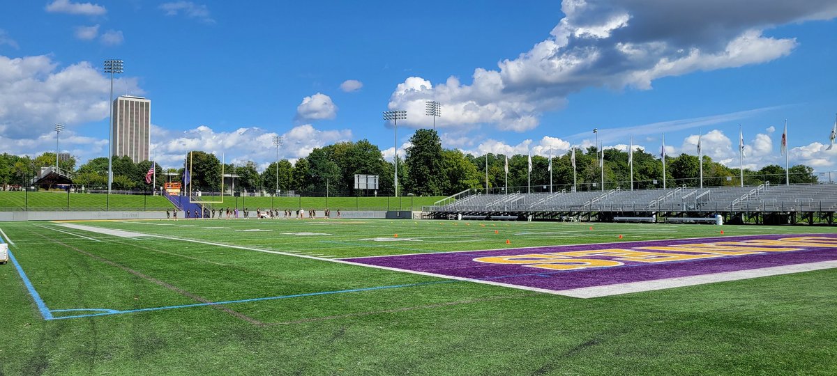 UAlbanySports's tweet photo. Who's ready for today's @UAlbanyFootball home opener?! 

Casey Stadium looking beautiful as always today 💜💛

#BeGreat https://t.co/3vtLQuP1uu