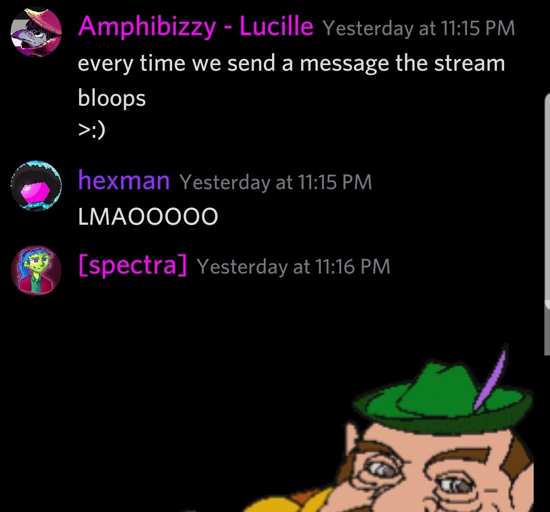 Amphibizzy's tweet photo. if anyone who watched the Hylics ep stream heard Chuck's discord bloops, we arent sorry https://t.co/nQ7tplAXJb