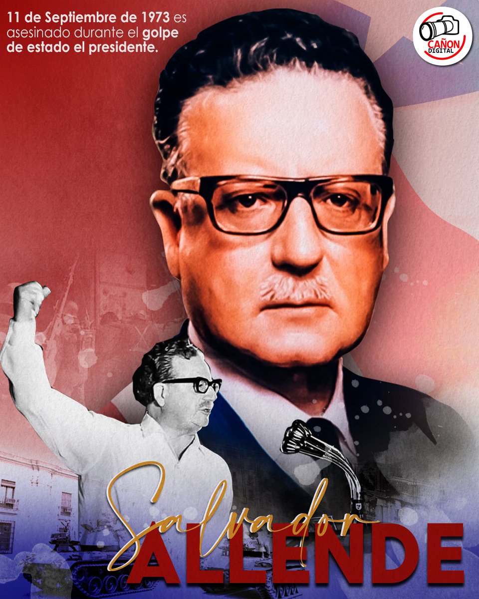 ‼️El Martes 11 de Septiembre de 1973 cae asesinado el presidente Salvador Allende, defendiendo con las armas la libertad del pueblo chileno frente al golpe farsista de Pinochet y la CIA.
#PatriaBenditaYLibre
#2021SoberaniaEnMiTierra
#Nicaragua
#11Septiembre