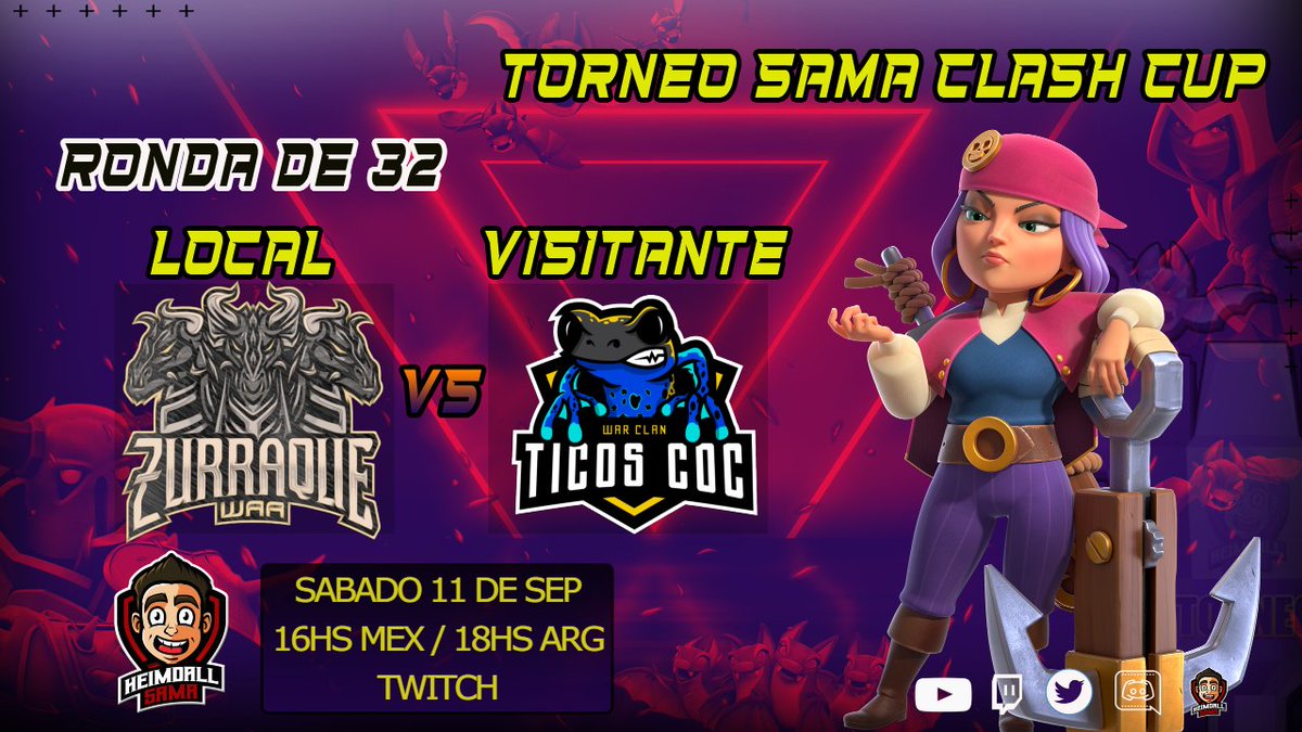 Samaclashcup's tweet photo. Muy buenas Clasheros/as! Sabado Potente!:
@ZurraqueW VS @TicosCoc (Twitch)
@NgtLegends vs #NGTGold (Youtube)
@rtiesports vs @ChileOne_Coc (Youtube)
Te espero en mis canales para disfrutar estos encuentros!
https://t.co/nfj6RZfuVJ
https://t.co/9OlUlg873R https://t.co/AiItdwCUP0