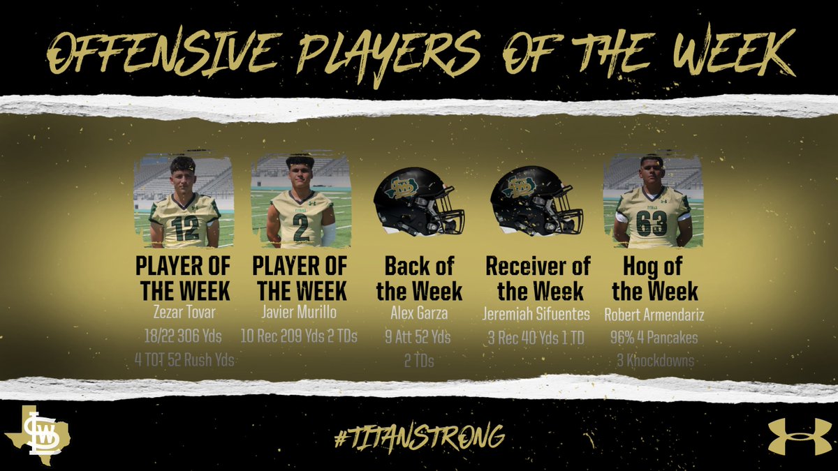 swisd_SWLathl's tweet photo. Titan Football Offensive Players of the Week for Floresville https://t.co/TlBUgsaW47